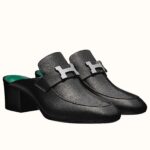 Replica Hermes Paradis Mules In Black Calfskin