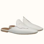 Replica Hermes Tangeria Mules In White Calfskin