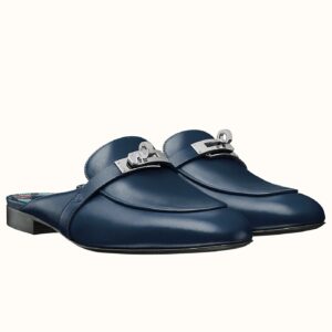 Replica Hermes Oz Mules In Dark Blue Calfskin