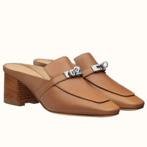 Replica Hermes Blossom Mules 60mm In Brown Goatskin