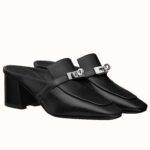 Replica Hermes Blossom Mules 60mm In Black Goatskin