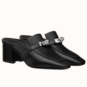 Replica Hermes Blossom Mules 60mm In Black Goatskin 102