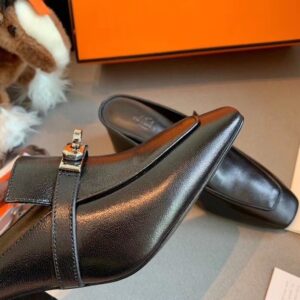 Replica Hermes Blossom Mules 60mm In Black Goatskin 103