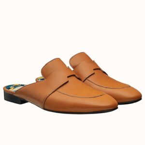 Replica Hermes Catena Mules In Brown Calfskin