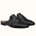 Replica Hermes Catena Mules In Black Calfskin