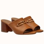 Replica Hermes Camilla Mules 60MM In Brown Calfskin