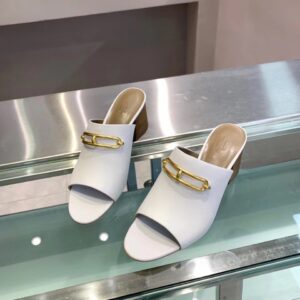 Replica Hermes Camilla Mules 60MM In White Calfskin 2