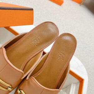 Replica Hermes Esmee Mules in Brown Calfskin 2