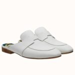 Replica Hermes Catena Mules In White Calfskin