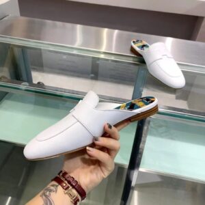 Replica Hermes Catena Mules In White Calfskin 2