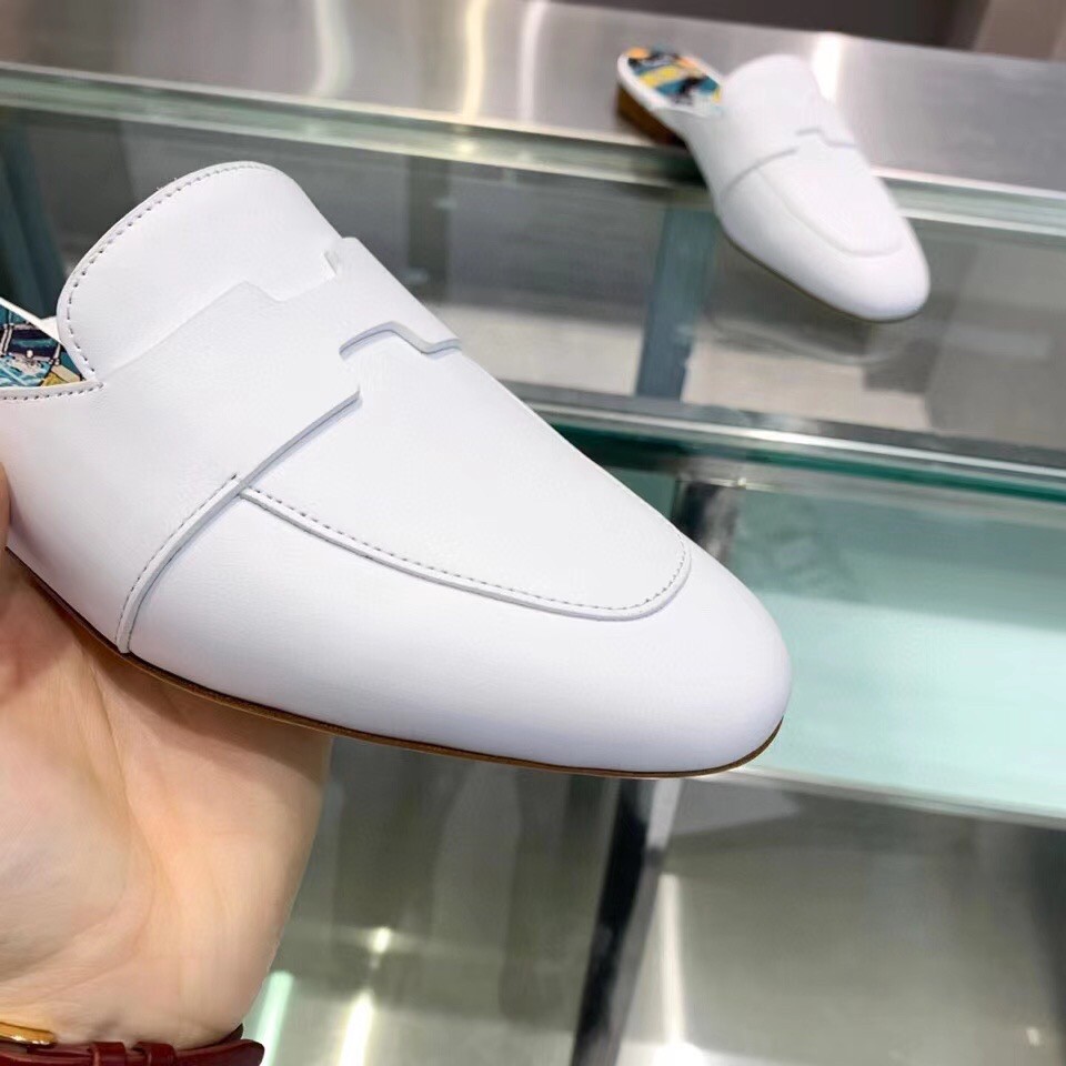 Replica Hermes Catena Mules In White Calfskin 108