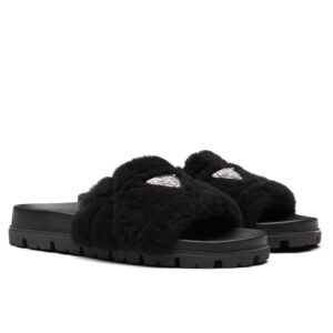 Replica Prada Women’s Slides In Black Shearling