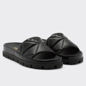 Replica Prada Women’s Slides In Black Quilted Nappa Leather