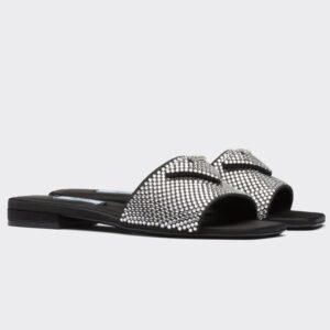 Replica Prada Women’s Satin Slides With Crystals