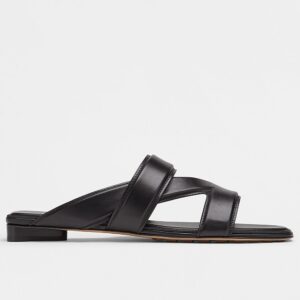 Replica Bottega Veneta Band Slides In Black Lambskin