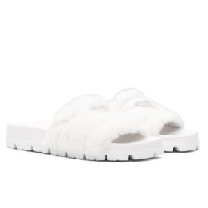 Replica Prada Women’s Slides In White Shearling