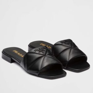 Replica Prada Women’s Slides Sandals In Black Nappa Leather