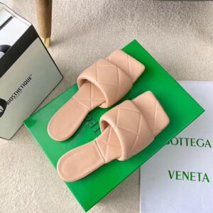 Replica Bottega Veneta Rubber Lido Slides In Peachy Lambskin 2