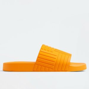 Replica Bottega Veneta Slider Sildes In Tangerine Rubber