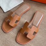 Replica Hermes Oran Slide Sandals In Gold Epsom Calfskin