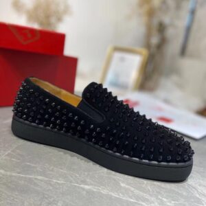 Replica Christian Louboutin Men’s Roller-boat Flat Sneakers Black 2