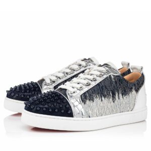 Replica Christian Louboutin Men’s Louis Junior Spikes Orlato Sneakers In Gator Calfskin