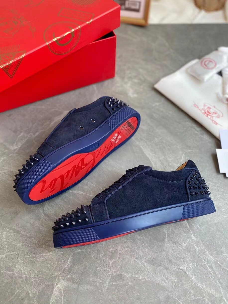 Replica Christian Louboutin Men’s Seavaste 2 Orlato Flat Sneakers Blue 105