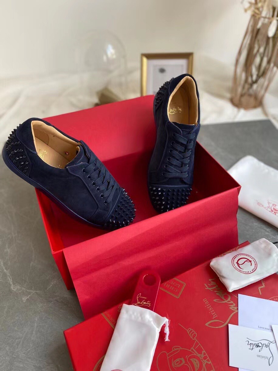 Replica Christian Louboutin Men’s Seavaste 2 Orlato Flat Sneakers Blue 109