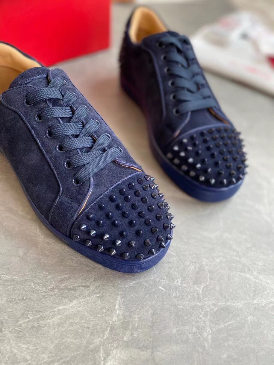 Replica Christian Louboutin Men’s Seavaste 2 Orlato Flat Sneakers Blue 111