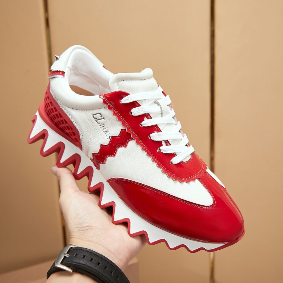 Replica Christian Louboutin Women’s Loubishark Sneakers In Red Patent 106