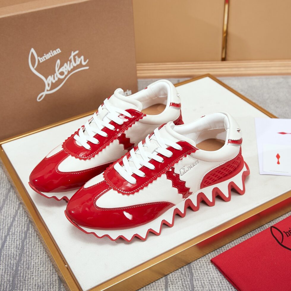 Replica Christian Louboutin Women’s Loubishark Sneakers In Red Patent 107