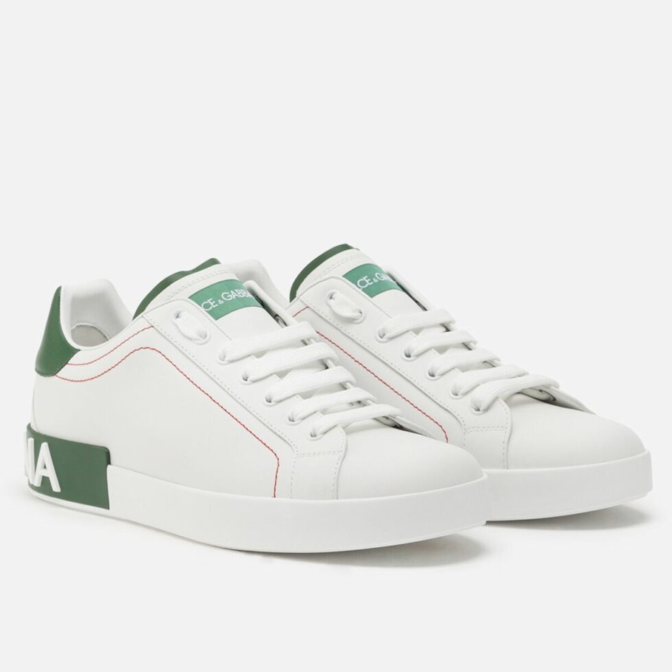 Replica Dolce & Gabbana Men’s Portofino Sneakers with Green Branded 104