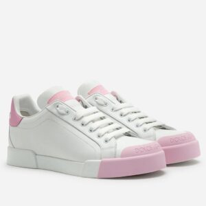 Replica Dolce & Gabbana Women’s Portofino Sneakers with Pink Toe-cap