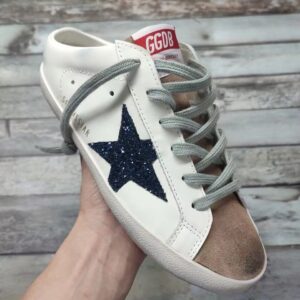 Replica Golden Goose Women’s Super-Star Sabots with Blue Glitter Star 2