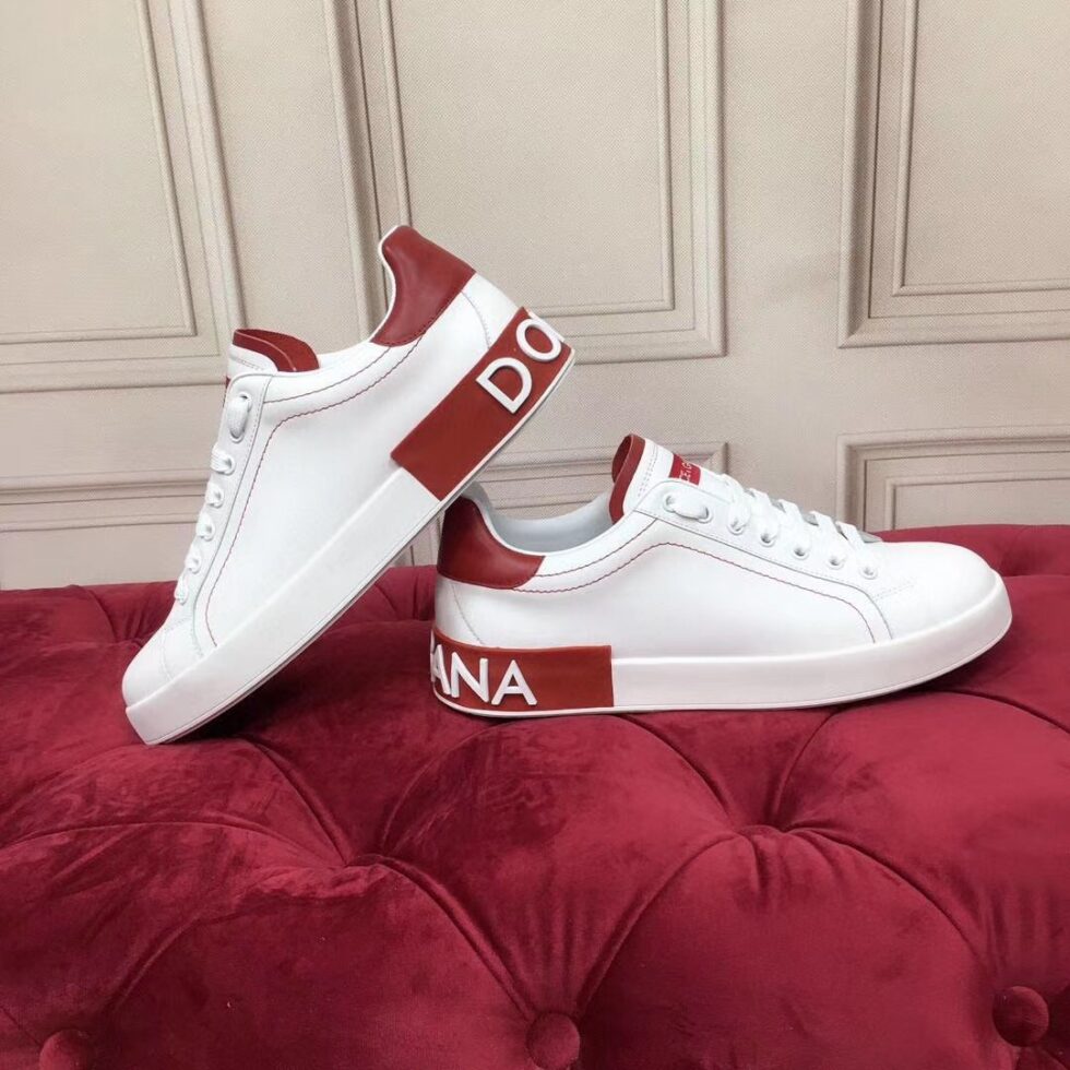 Replica Dolce & Gabbana Women’s Portofino Sneakers with Red Branded 108