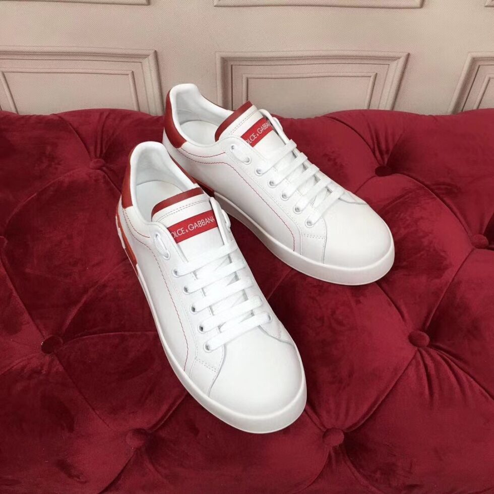 Replica Dolce & Gabbana Women’s Portofino Sneakers with Red Branded 110