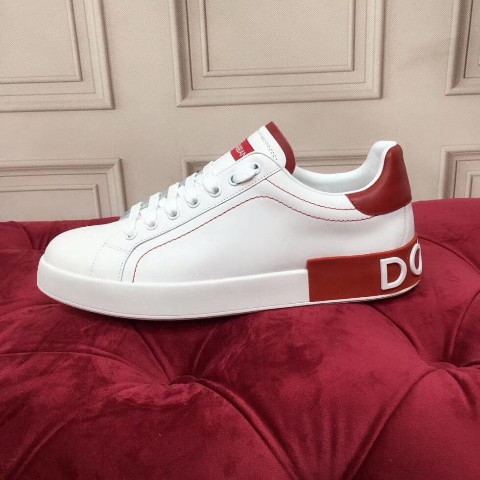 Replica Dolce & Gabbana Women’s Portofino Sneakers with Red Branded 111