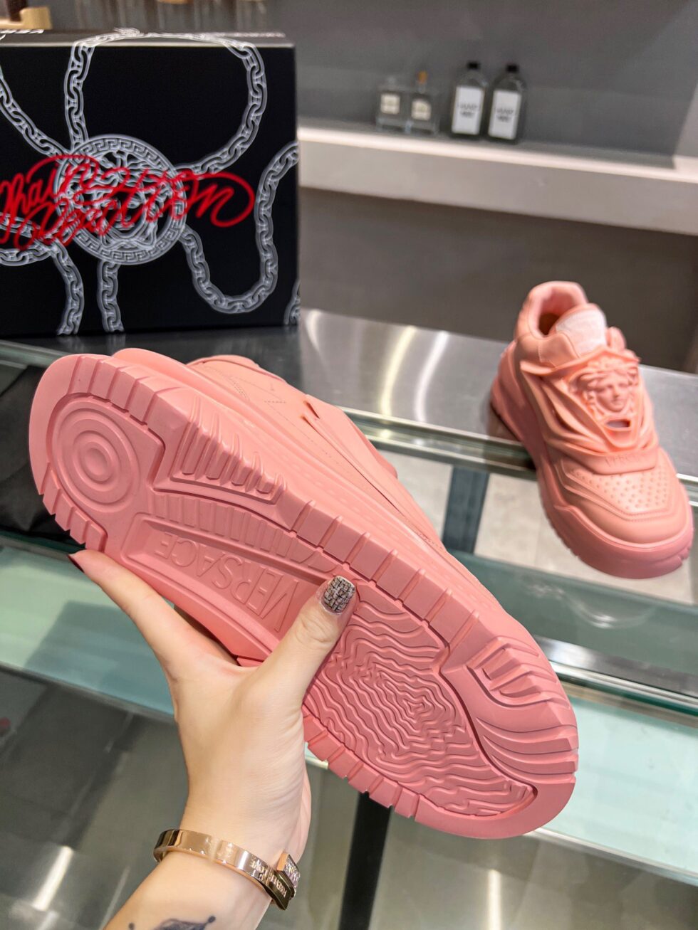 Replica Versace Women’s Odissea Sneakers In Pink Leather 106