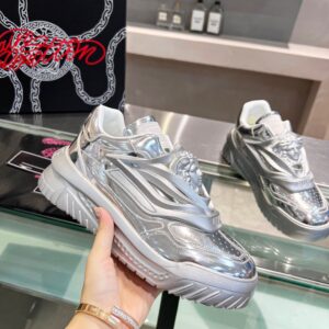 Replica Versace Women’s Odissea Sneakers In Silver Leather 2