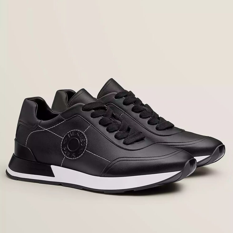 Replica Hermes Men’s Drive Sneakers In Black Leather 104