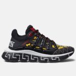 Replica Versace Women’s Black Trigreca Sneakers With Barocco Print