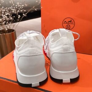 Replica Hermes Men’s Addict Sneakers In White Knit 2