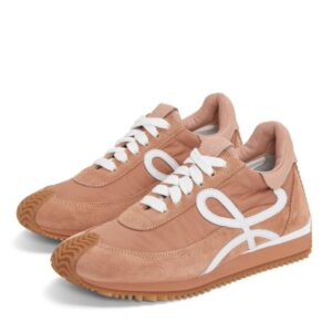 Replica Loewe Women’s Flow Runner Sneakers in Powder Nylon and Suede