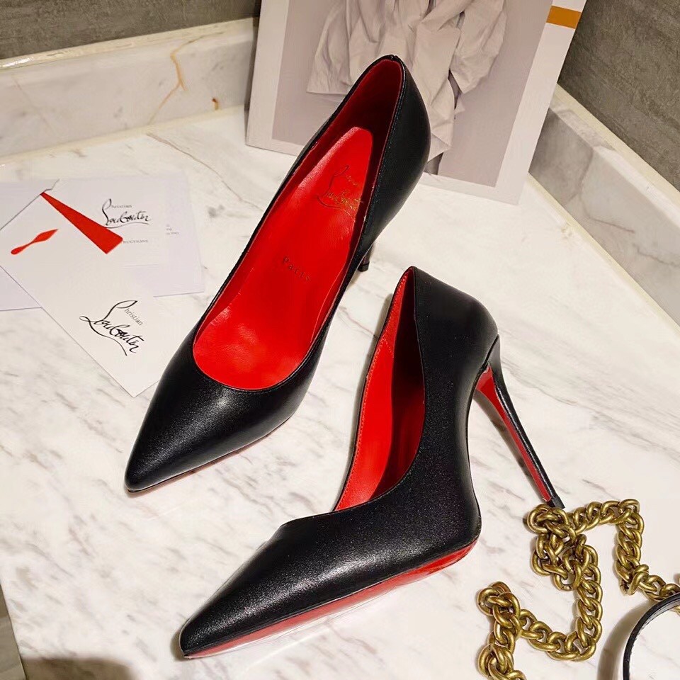 Replica Christian Louboutin Kate Pumps 100 mm In Black Lambskin 105