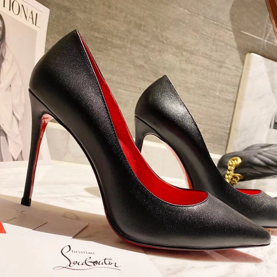 Replica Christian Louboutin Kate Pumps 100 mm In Black Lambskin 108