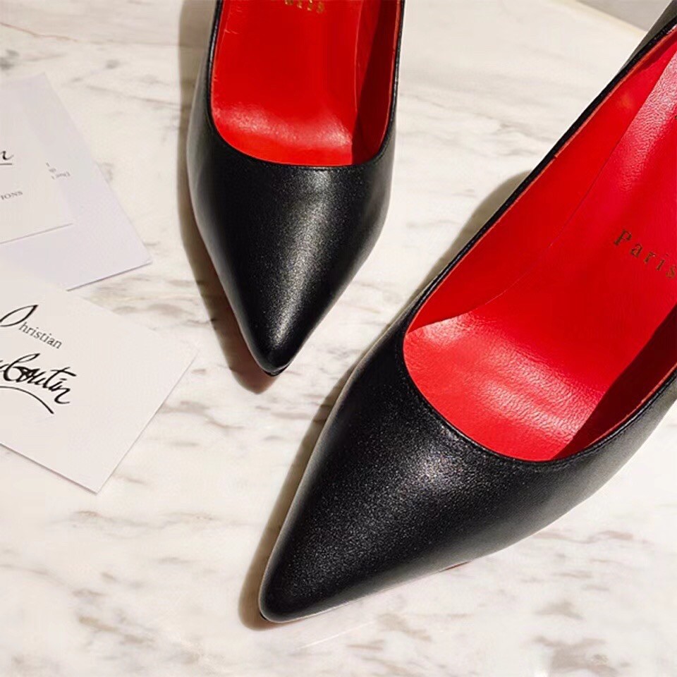 Replica Christian Louboutin Kate Pumps 100 mm In Black Lambskin 109