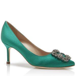 Replica Manolo Blahnik Hangisi 70 Pumps In Green Satin