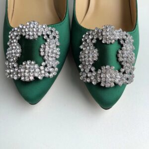 Replica Manolo Blahnik Hangisi 70 Pumps In Green Satin 2