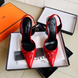 Replica Versace La Medusa Slingback Pumps In Red Leather 2