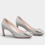 Replica Roger Vivier Trompette Crystal Buckle Pumps in Glitter Fabrics